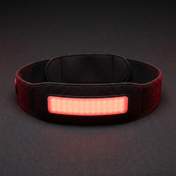Cordless heated waist belt Type 2 with wider lumbar red light and vibration massage panel for back recovery