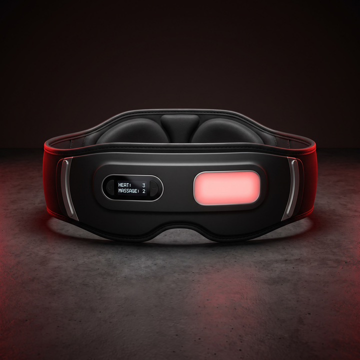 Alternate view of premium cordless heated waist belt Type 4 with red light massage panel