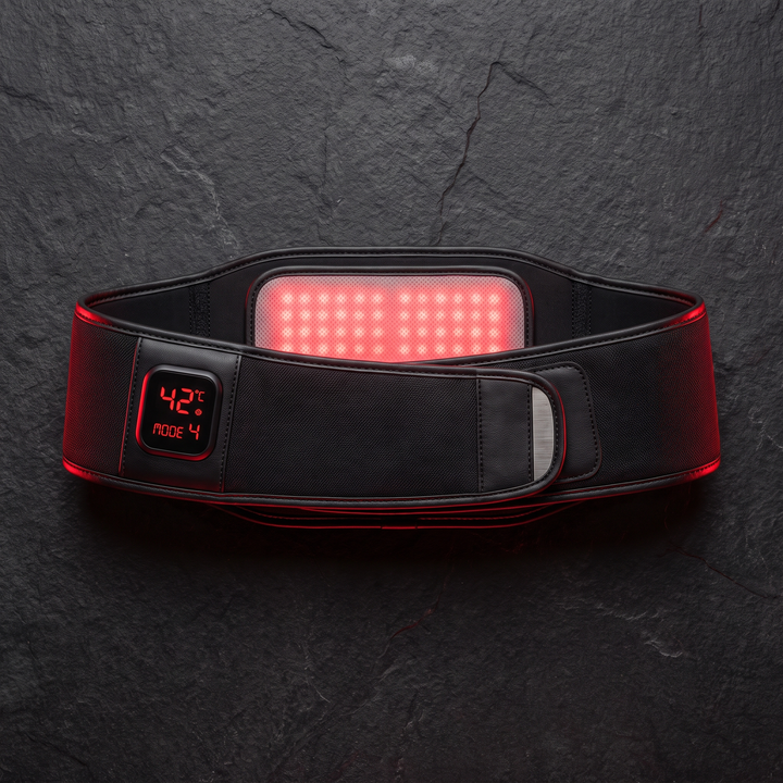 Premium cordless heated waist belt Type 4 with digital control display and red light massage panel