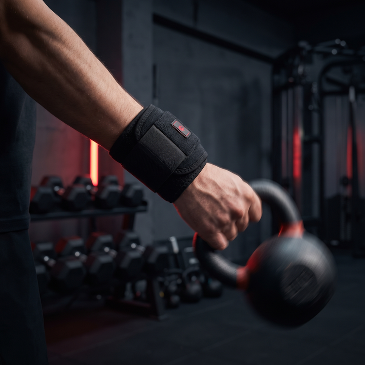 Dynamic action shot of the wrist wrap during a workout movement