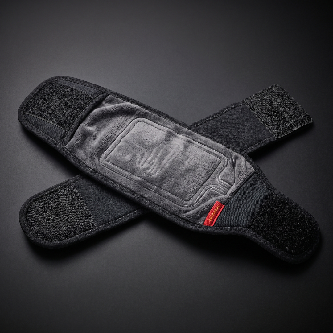 Wrist wrap laid flat, back view showing soft interior lining
