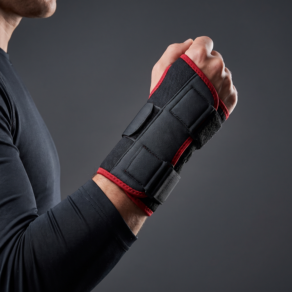 Side view of wrist wrap with adjustable strap for a comfortable, secure hold