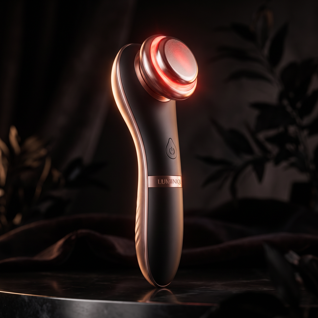 Hot Cold Microcurrent Face and Neck Massager - red LED light mode