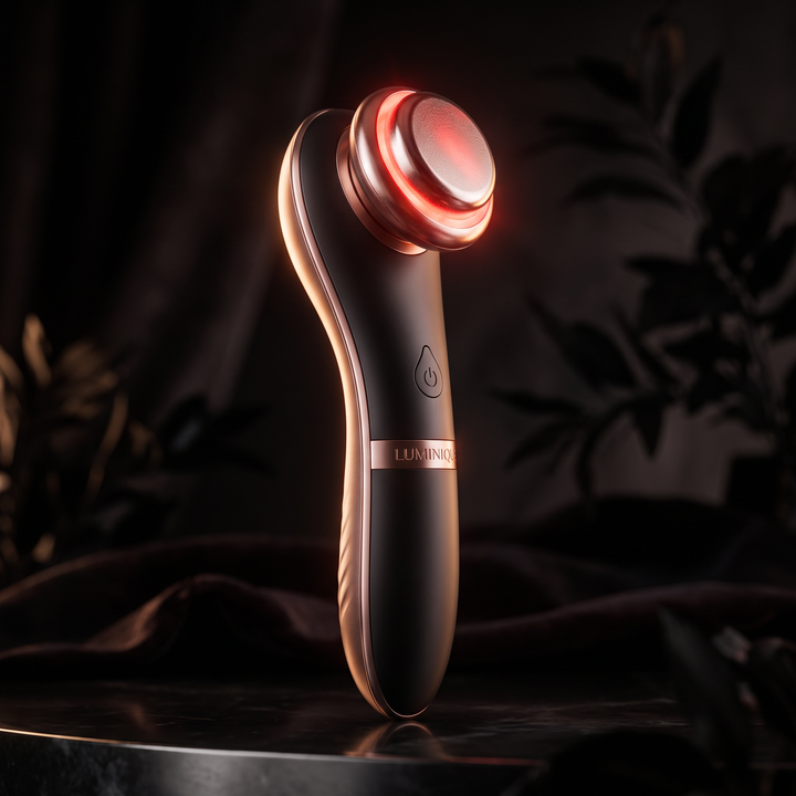 Hot Cold Microcurrent Face and Neck Massager - red LED light mode
