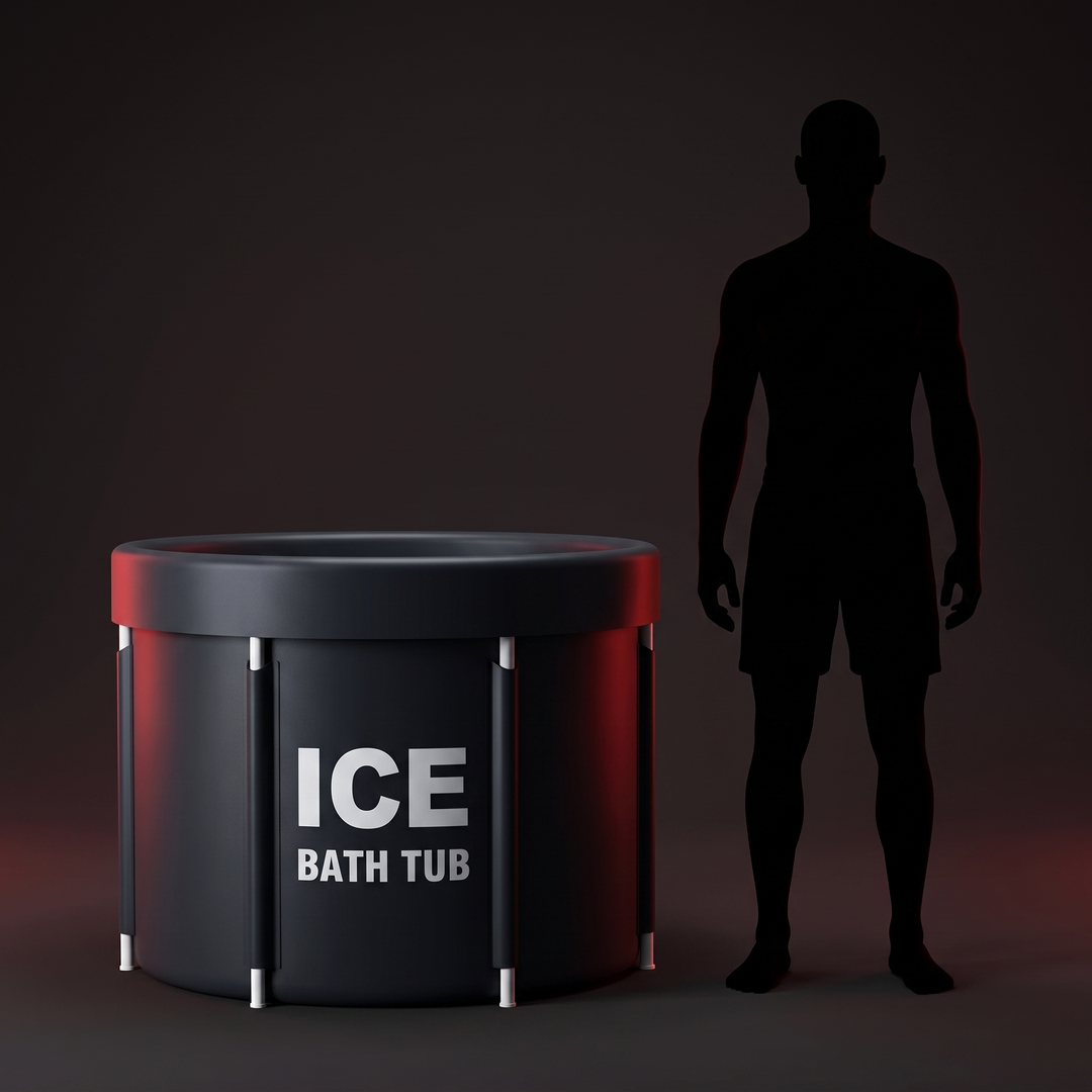 PHYSIOATHLETX Ice Bath Tub - cold plunge recovery tub - size comparison with adult athlete