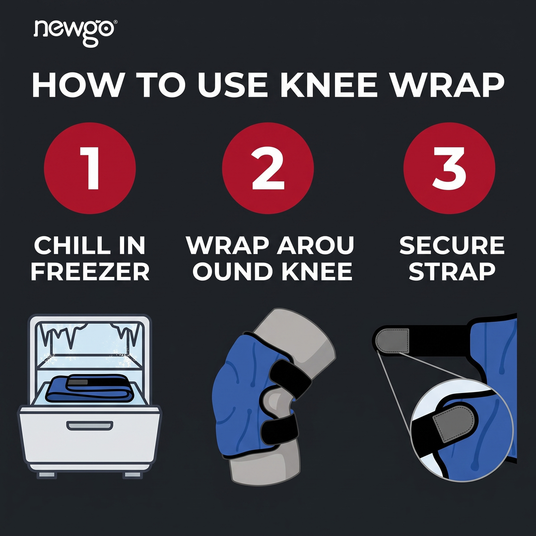 3-step guide: chill, wrap, and secure the knee ice pack wrap