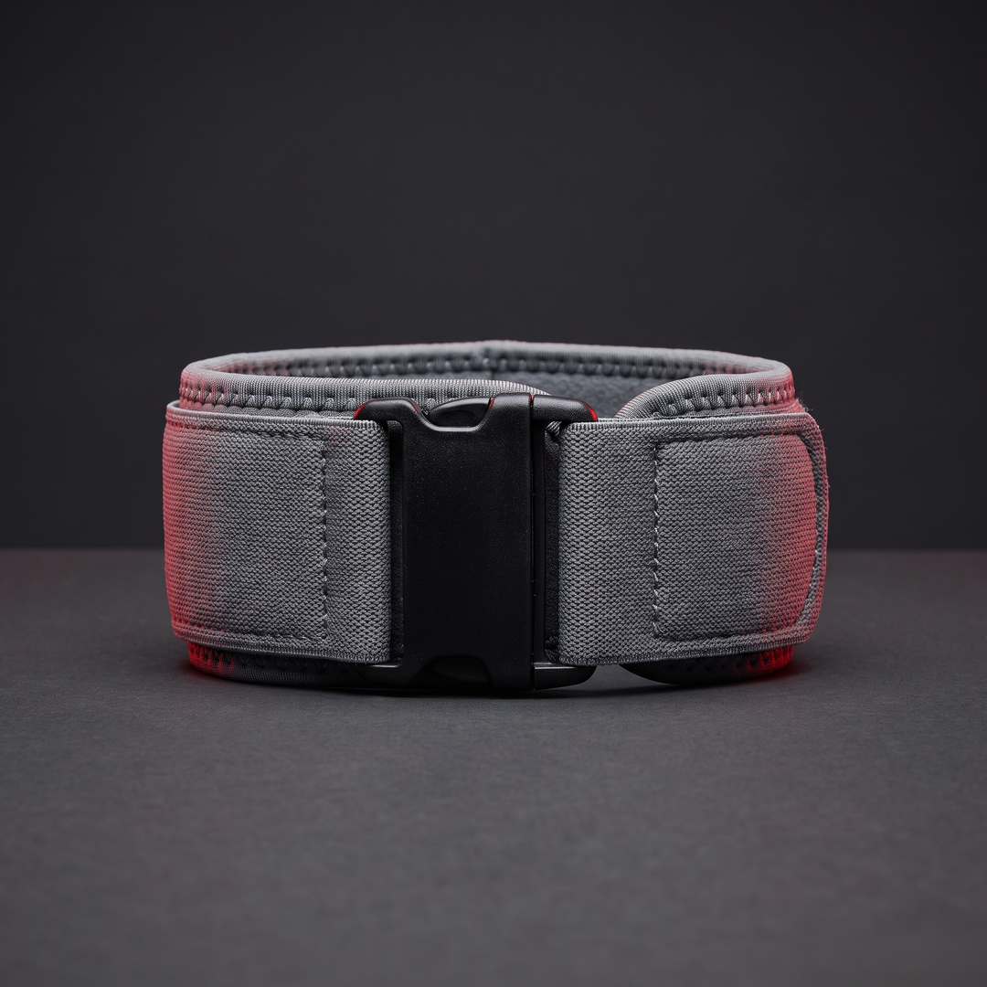Gray adjustable knee support strap for basketball, running, and gym training
