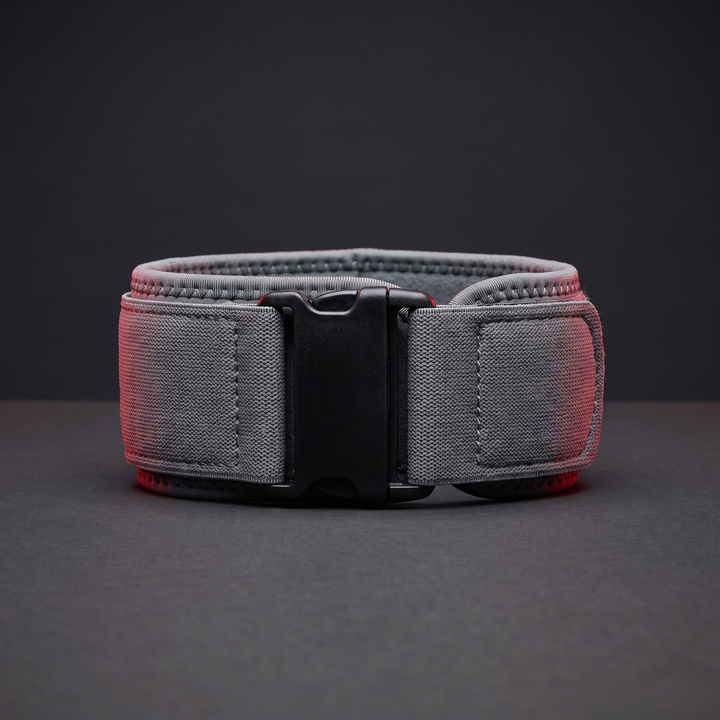 Gray adjustable knee support strap for basketball, running, and gym training
