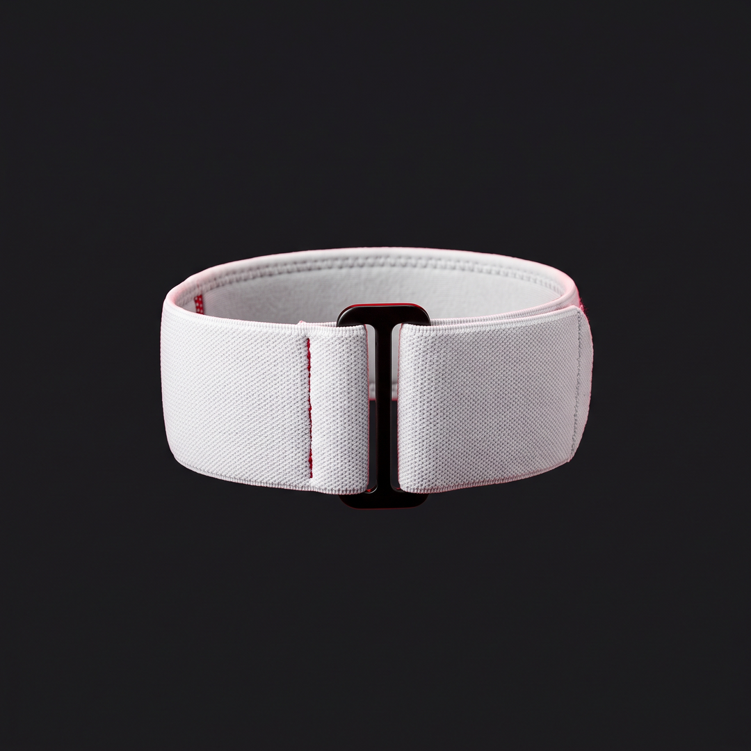 White adjustable knee support strap for basketball, running, and gym training