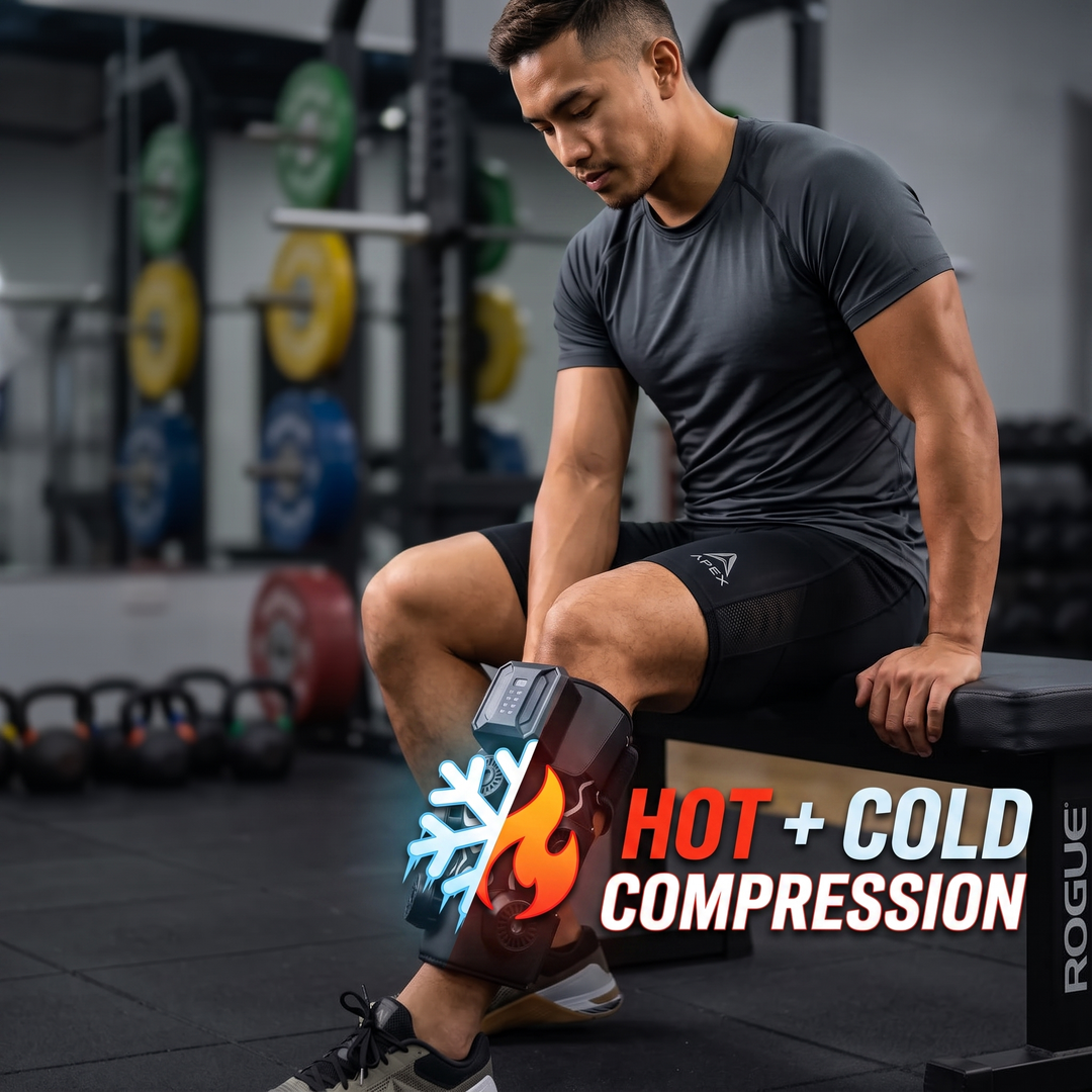 Hot and cold compression feature callout for the knee recovery wrap