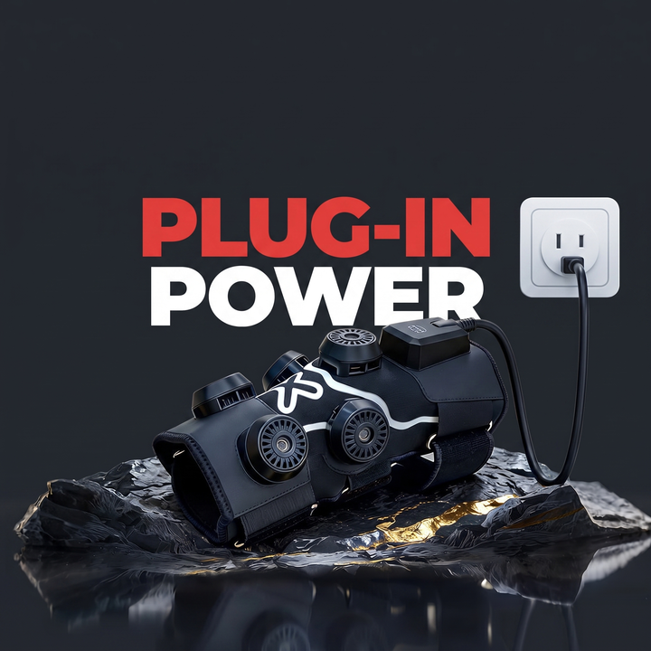 Plug-in power feature callout for the knee recovery wrap