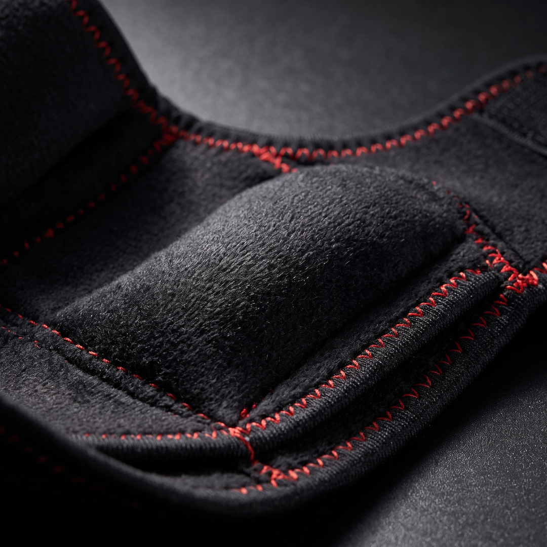 Close-up of the soft interior fabric lining of the knee recovery wrap