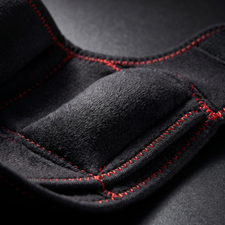 Close-up of the soft interior fabric lining of the knee recovery wrap