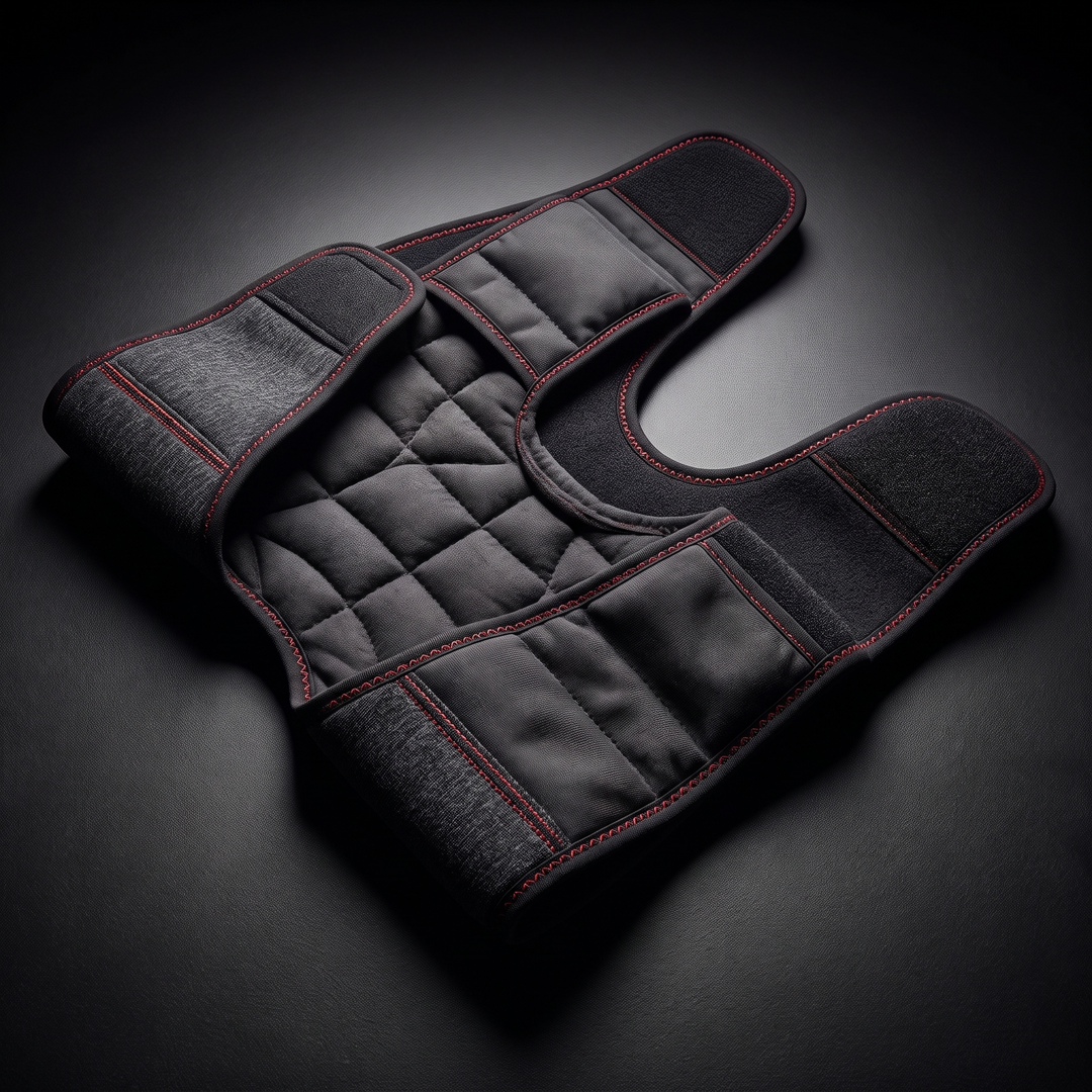 Knee recovery wrap opened flat showing soft interior padding