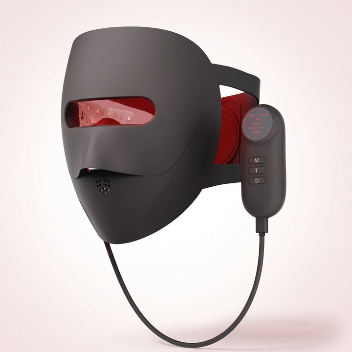 Professional LED Light Therapy Face Mask 4 Colour Red Infrared Photon Skin Rejuvenation Anti Acne Pore Care Wireless Rechargeable Home Skincare - Black