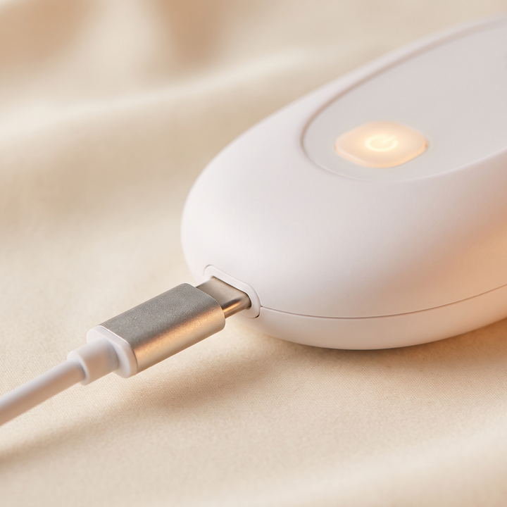 USB charging cable connected to the rechargeable PHYSIOATHLETX LED Face &amp; Neck Light Therapy Mask