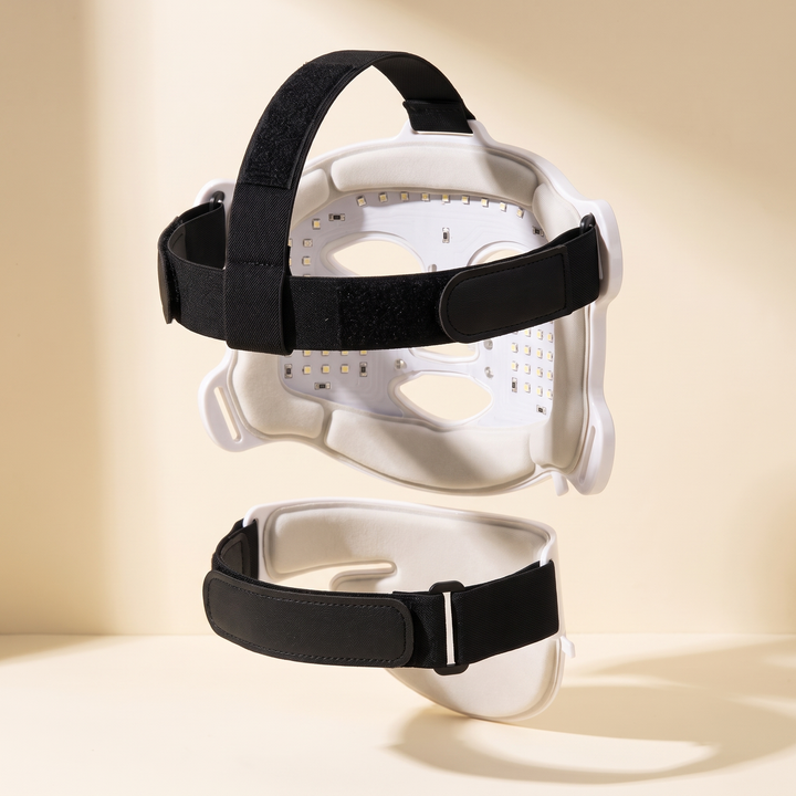 Professional LED Face &amp; Neck Light Therapy Mask back view showing adjustable straps