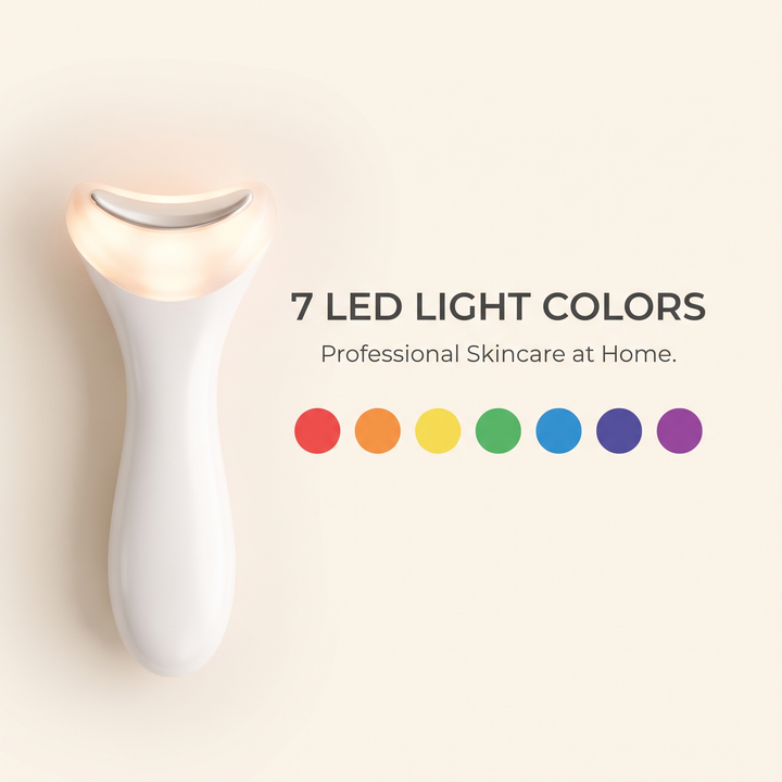 Professional LED Light Therapy Face Neck Massager - 7-color LED light therapy modes