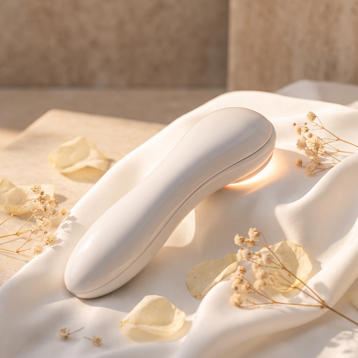 Professional LED Light Therapy Face Neck Massager - angled view product photo
