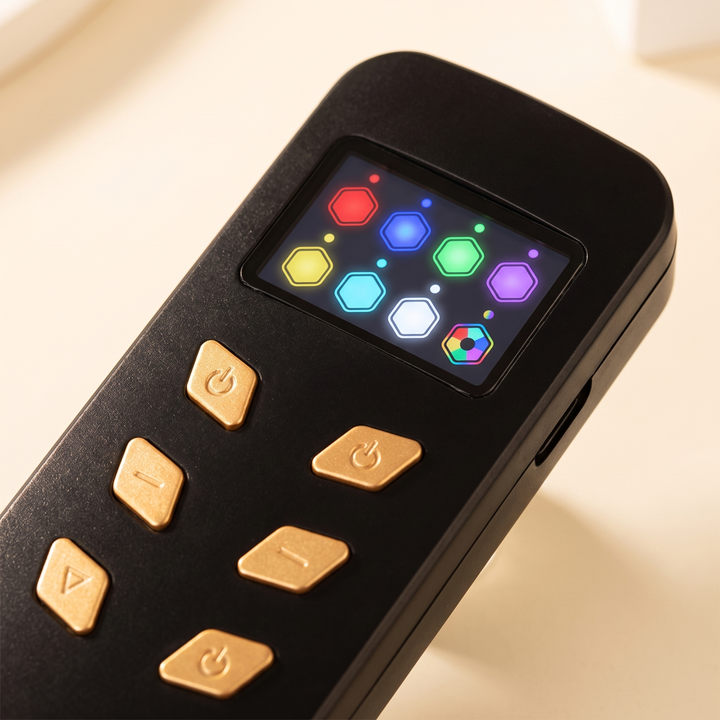 Professional LED Face &amp; Neck Light Therapy Mask 8-colour LED control panel close-up