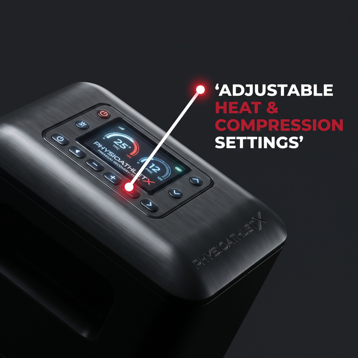 Feature callout: adjustable heat and compression settings