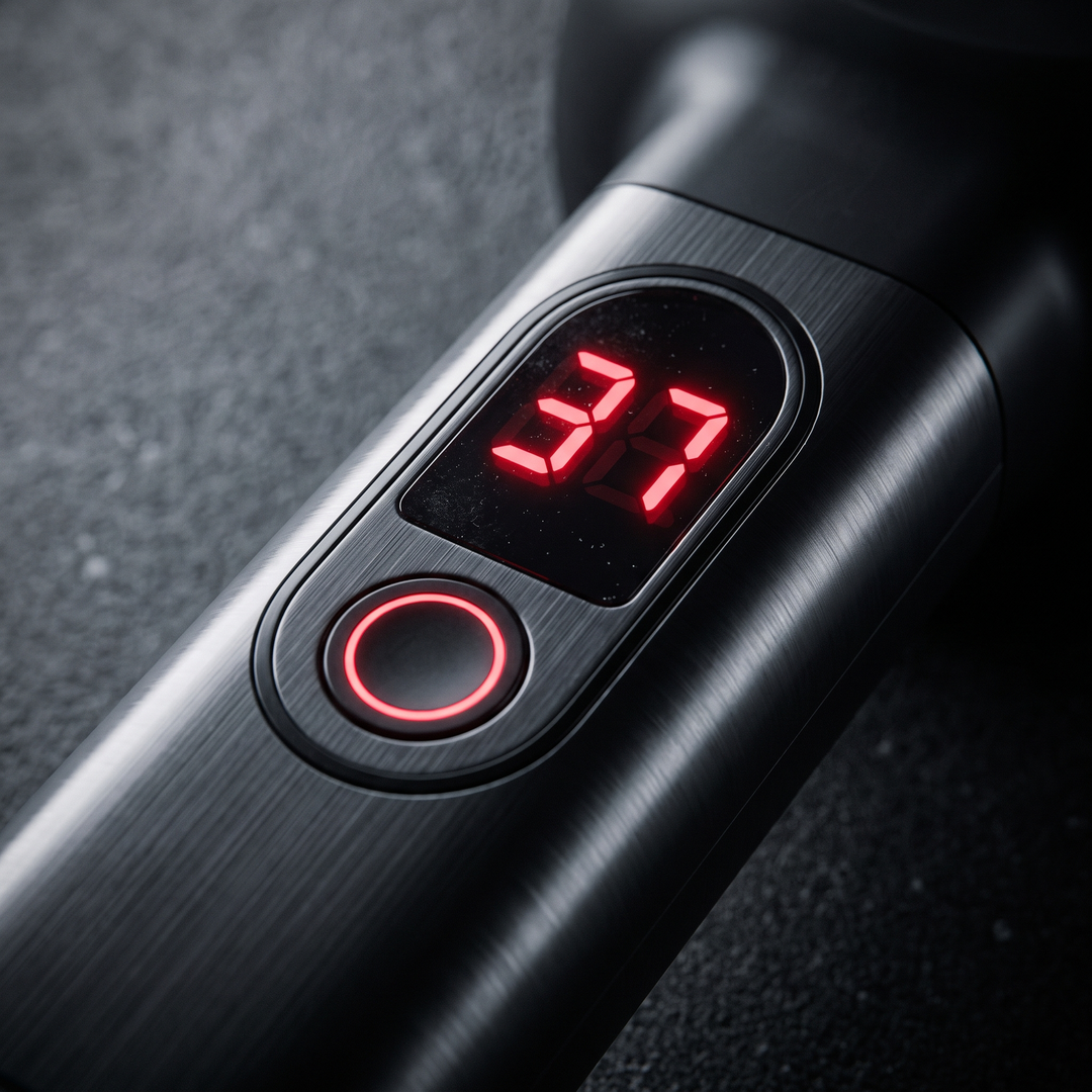 Close-up of the control unit with heat and compression setting controls