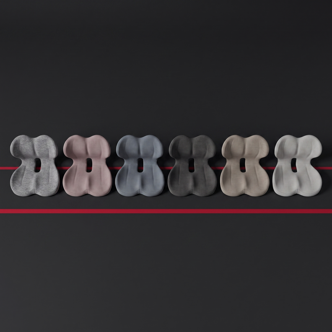 All six color options of the ergonomic lumbar support seat cushion shown side by side