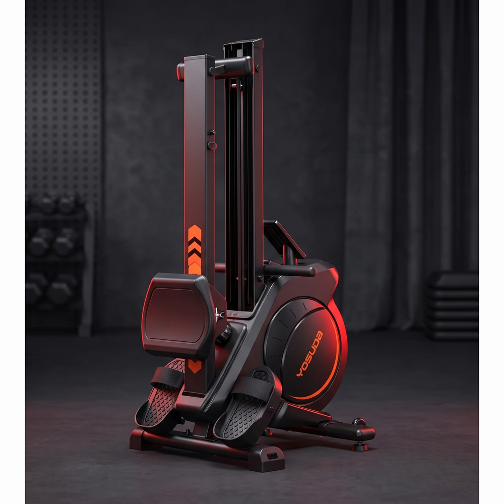 PHYSIOATHLETX Magnetic Rowing Machine 350 LB Capacity - folded compact storage