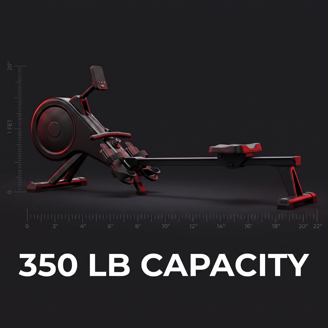 PHYSIOATHLETX Magnetic Rowing Machine 350 LB Capacity - size and capacity comparison