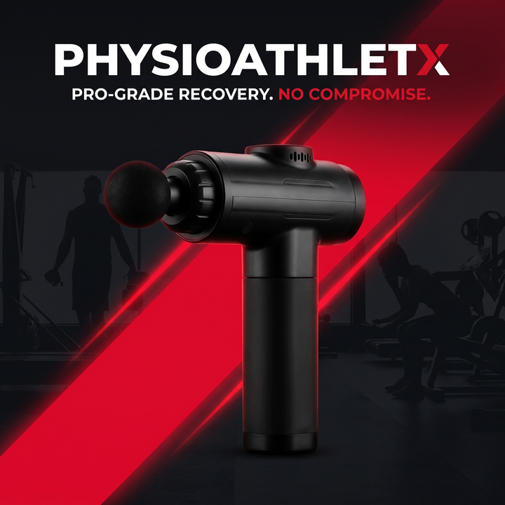 Professional Electric Massage Gun 11-Head Percussion Massager - PHYSIOATHLETX Brand Banner