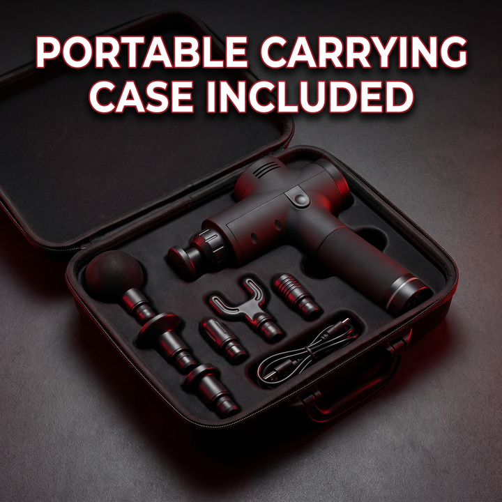 Professional Electric Massage Gun 11-Head Percussion Massager - Carrying Case