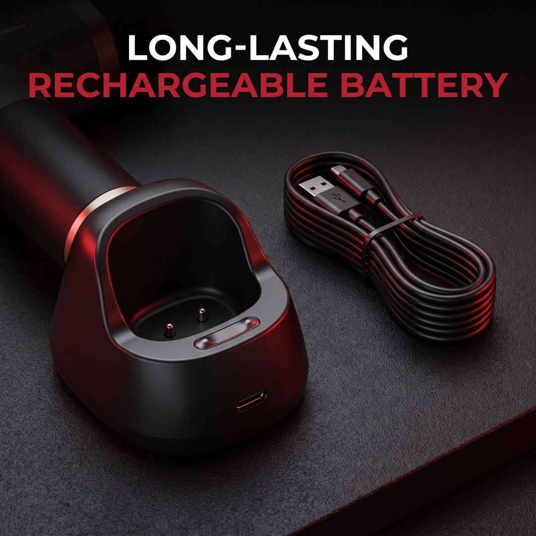 Professional Electric Massage Gun 11-Head Percussion Massager - Charging Cable and Battery