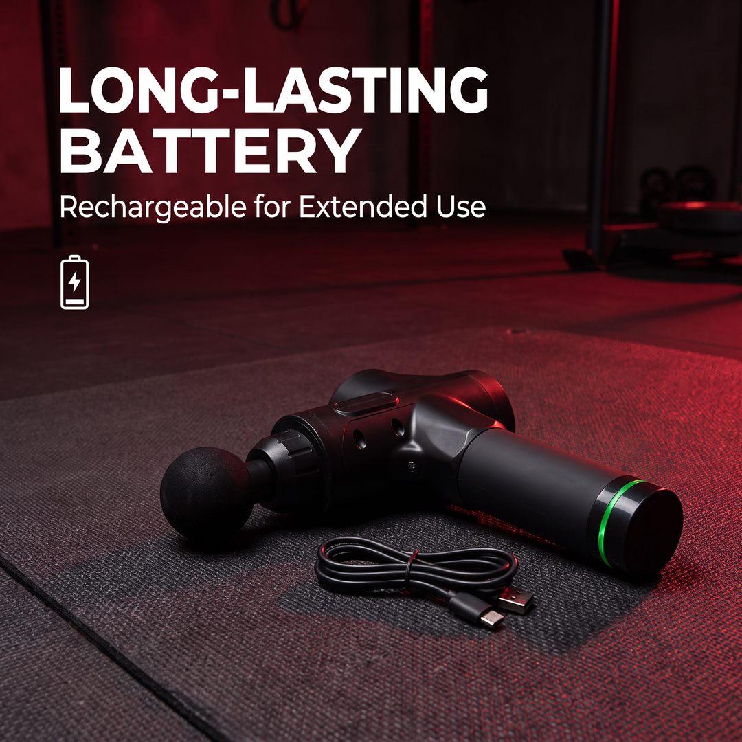 PHYSIOATHLETX Massage Gun - Long-Lasting Rechargeable Battery