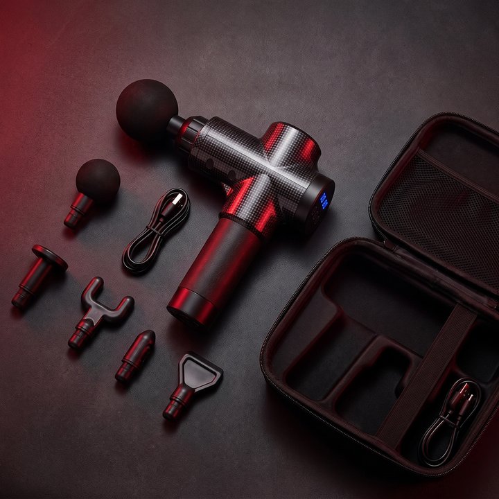 PHYSIOATHLETX Massage Gun - Complete Kit Flat Lay