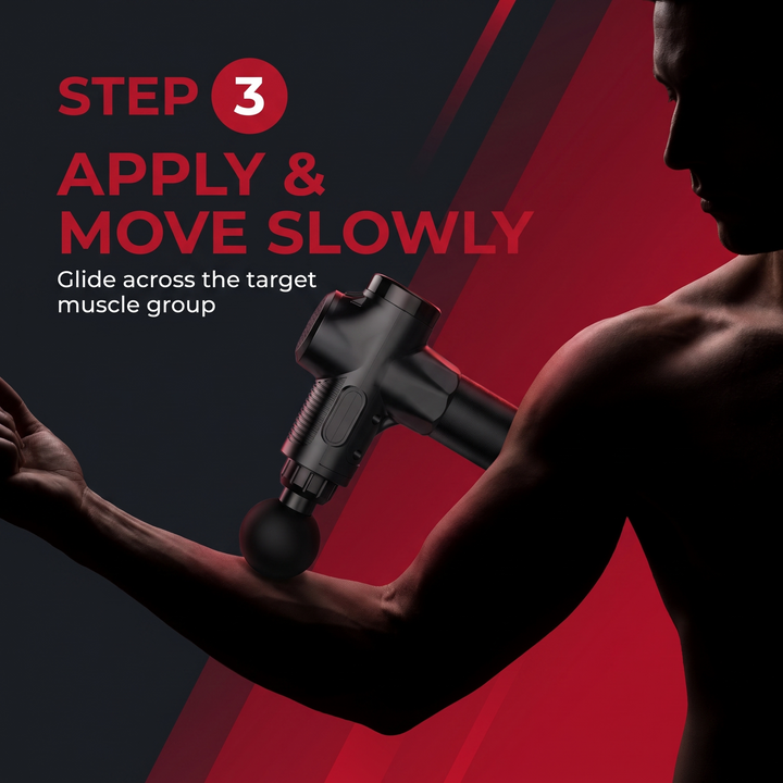 PHYSIOATHLETX Massage Gun - How to Use Step 3: Apply and Move Slowly