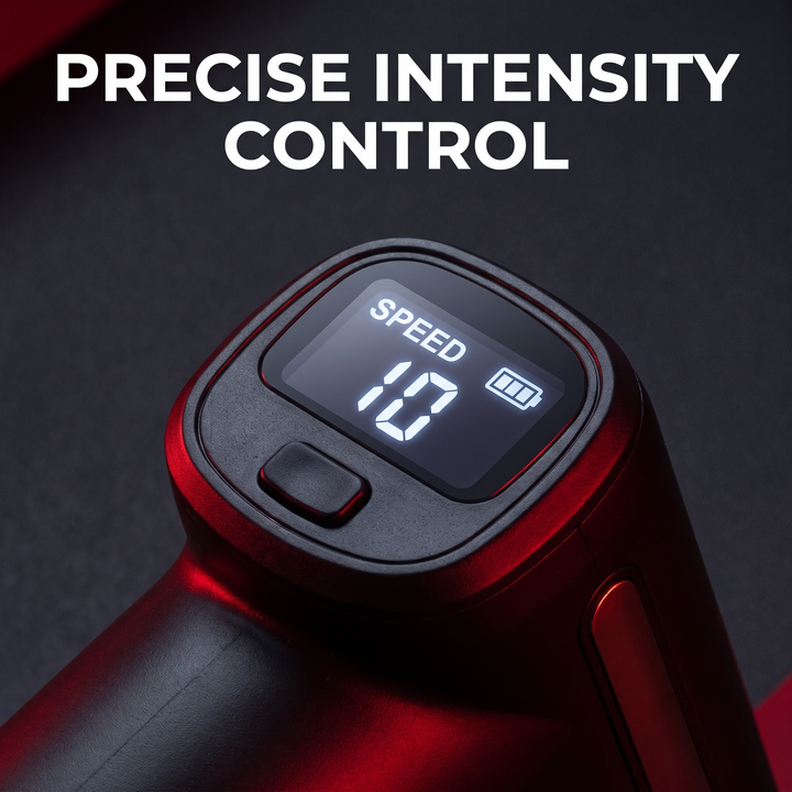 PHYSIOATHLETX Massage Gun - LCD Display Macro Detail Precise Intensity Control