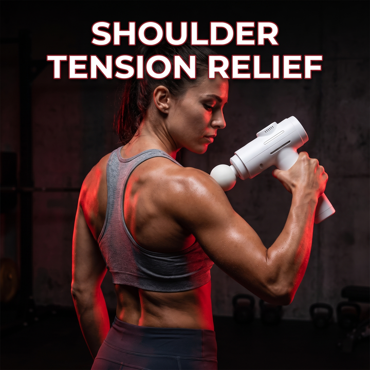 Professional Electric Massage Gun 11-Head Percussion Massager - Shoulder Use White