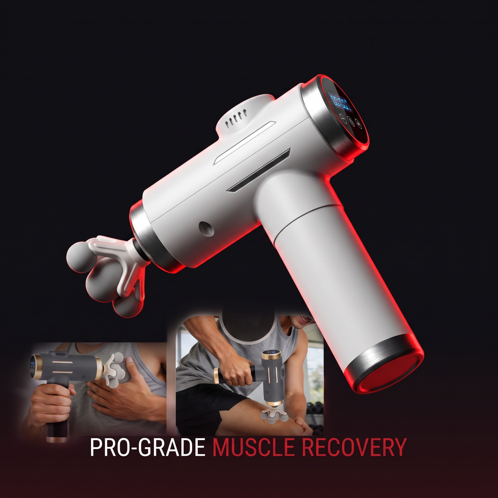 Professional Electric Massage Gun 11-Head Percussion Massager - White Hero Shot