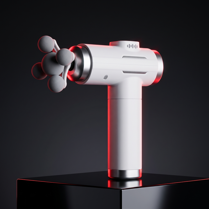 Professional Electric Massage Gun 11-Head Percussion Massager - White Studio Shot