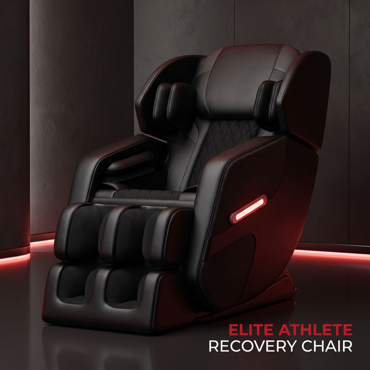 PHYSIOATHLETX Full Body Massage Recliner Chair - hero shot, black upholstery