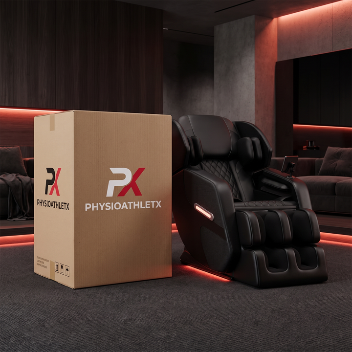 PHYSIOATHLETX Full Body Massage Recliner Chair - packaging, black