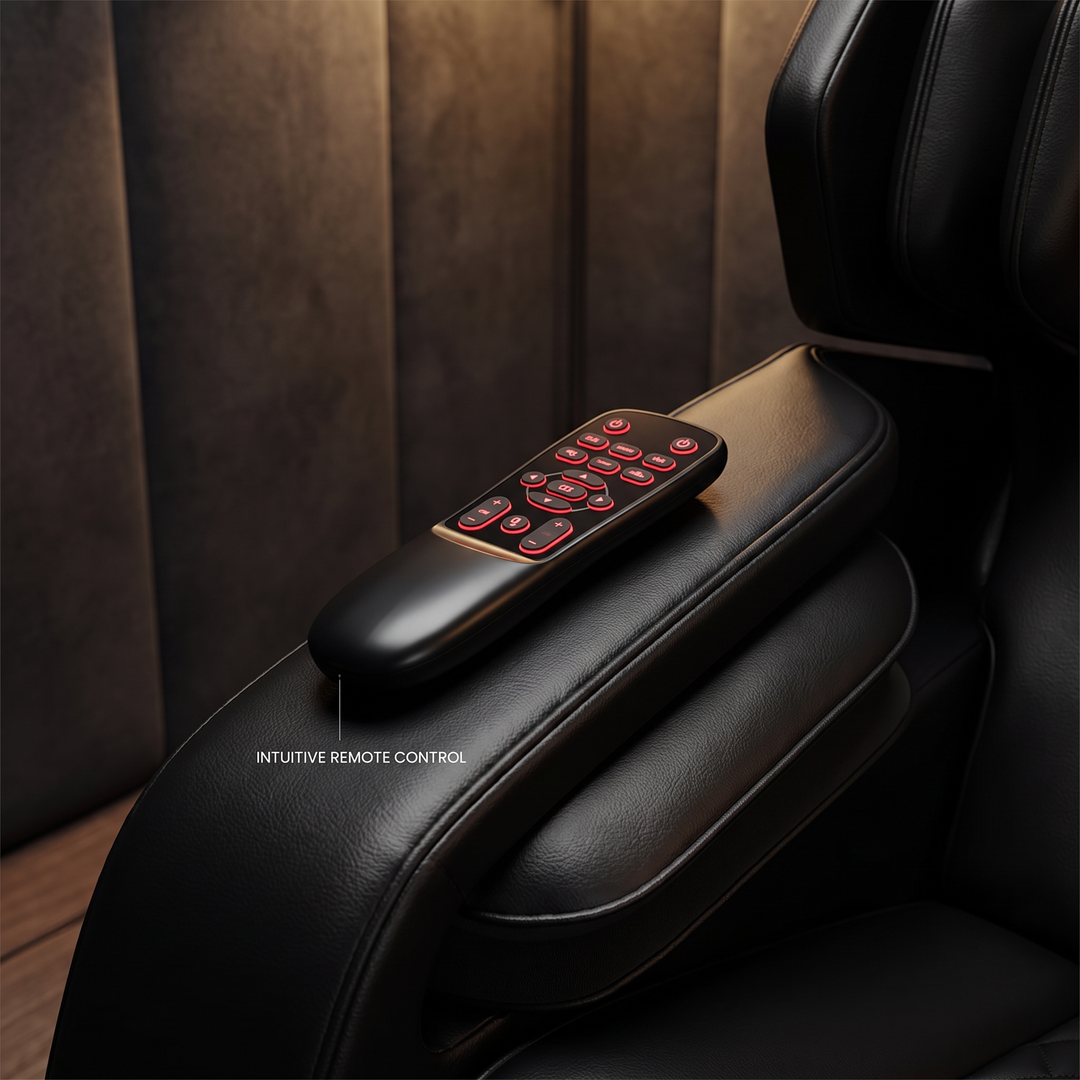 PHYSIOATHLETX Full Body Massage Recliner Chair - remote control detail, black