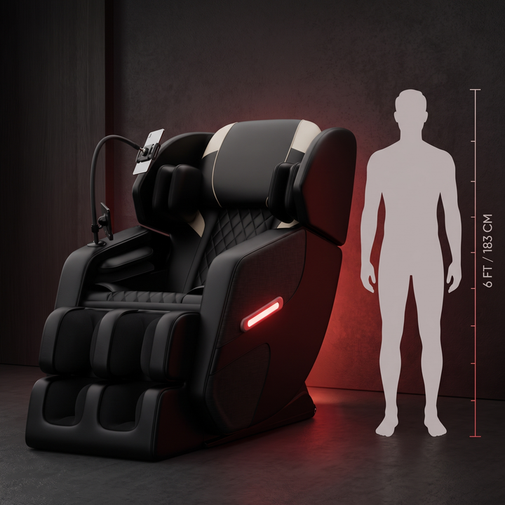 PHYSIOATHLETX Full Body Massage Recliner Chair - size comparison, black