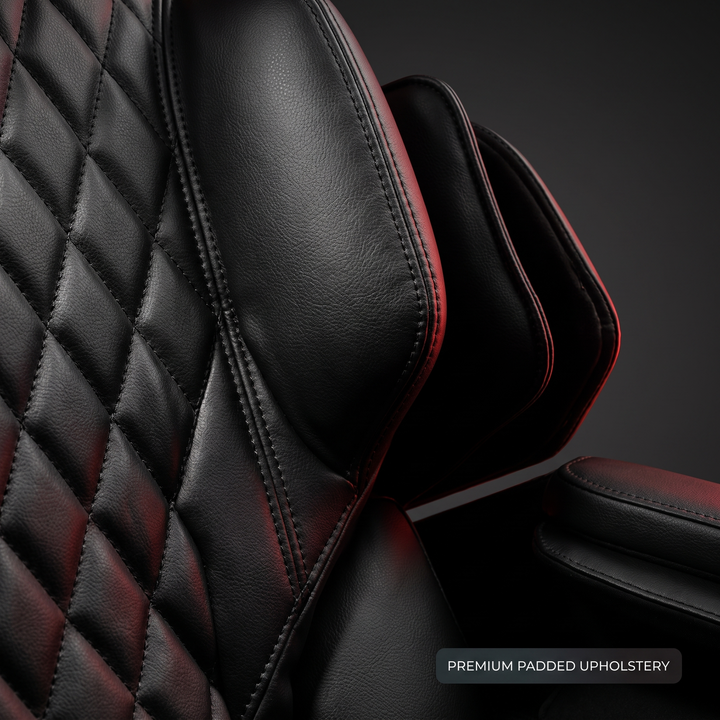 PHYSIOATHLETX Full Body Massage Recliner Chair - upholstery texture detail, black