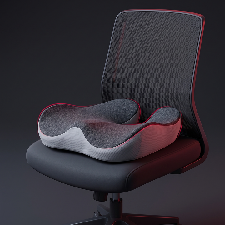 Therapeutic Massage Seat Cushion with Heat and Vibration Coccyx Pressure Relief Office Chair Pad Kegel Pelvic Floor Support Home and Work Use - Grey