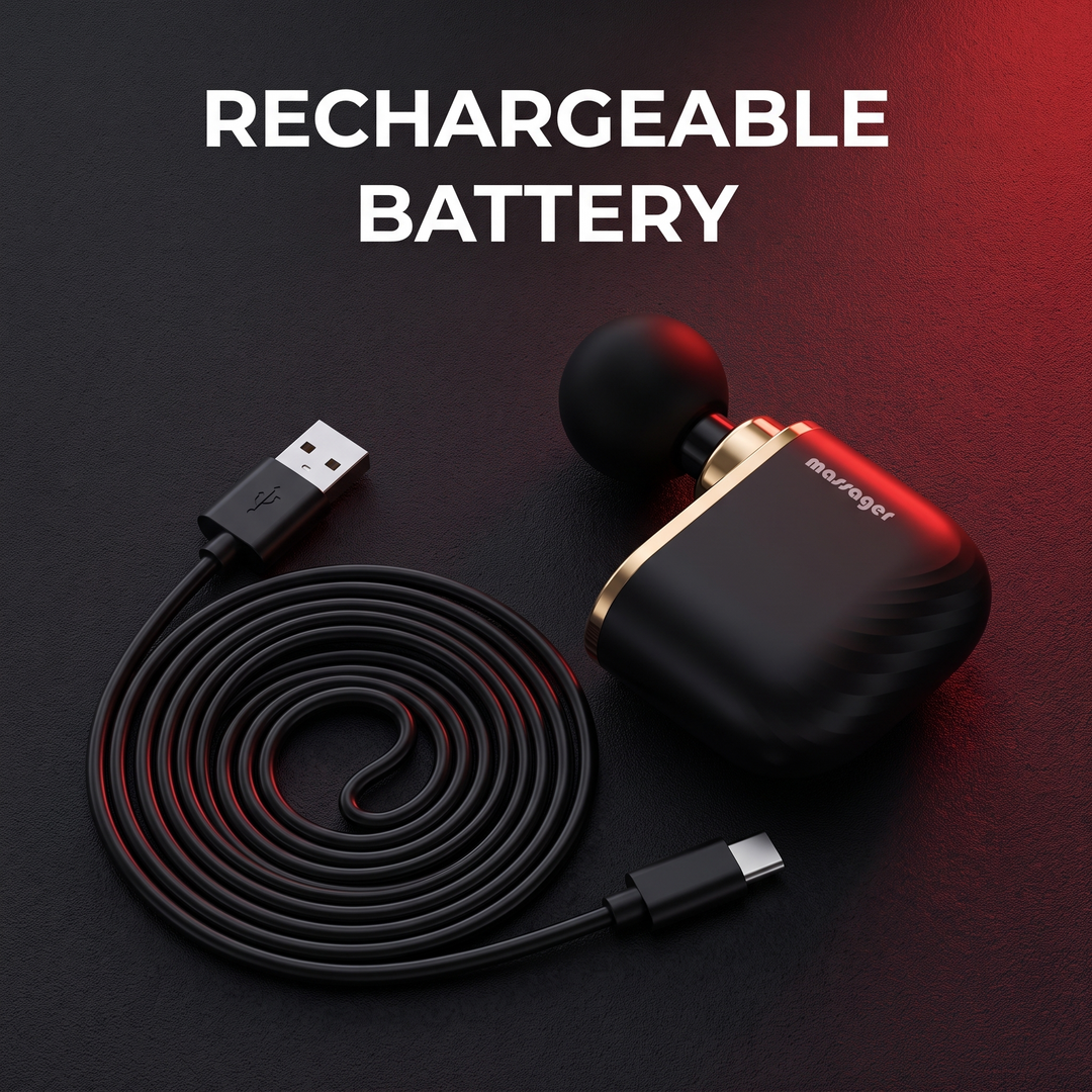 Mini massage gun with USB rechargeable battery cable