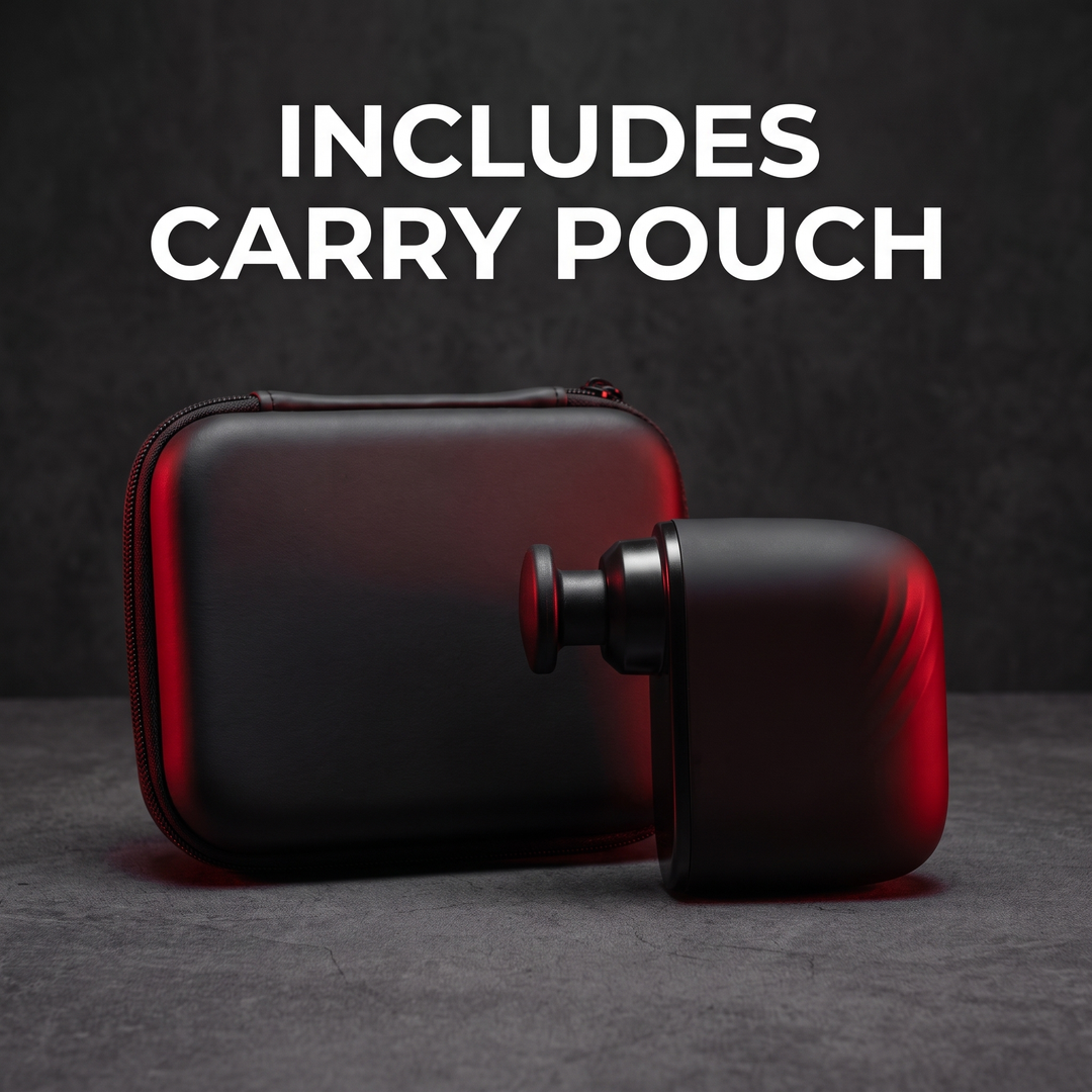 Mini massage gun with included carrying pouch