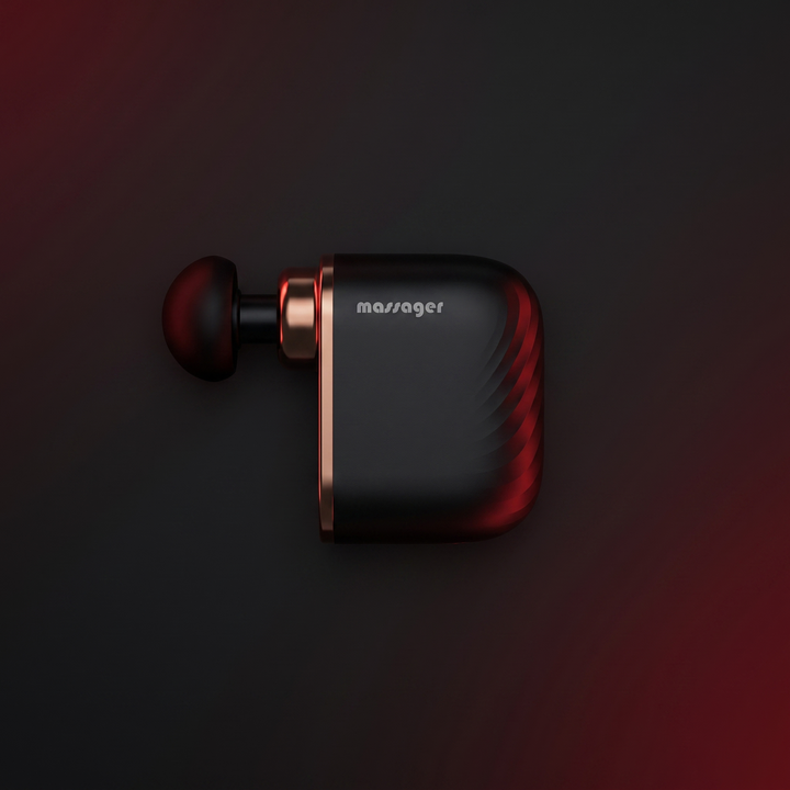 Compact mini massage gun, top-down view