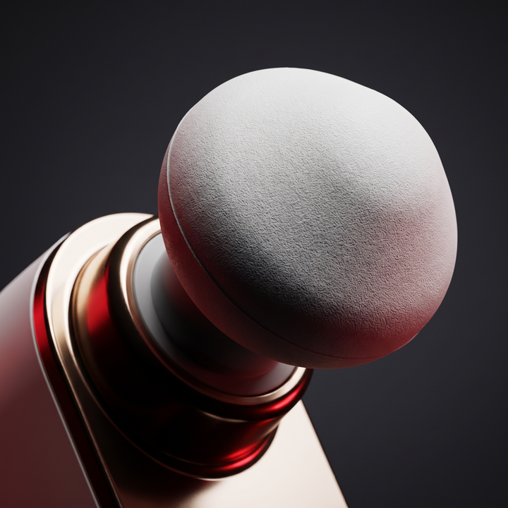 Macro detail of mini massage gun percussion head texture
