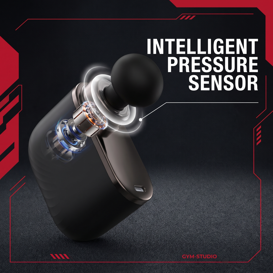 Mini massage gun featuring intelligent pressure sensor